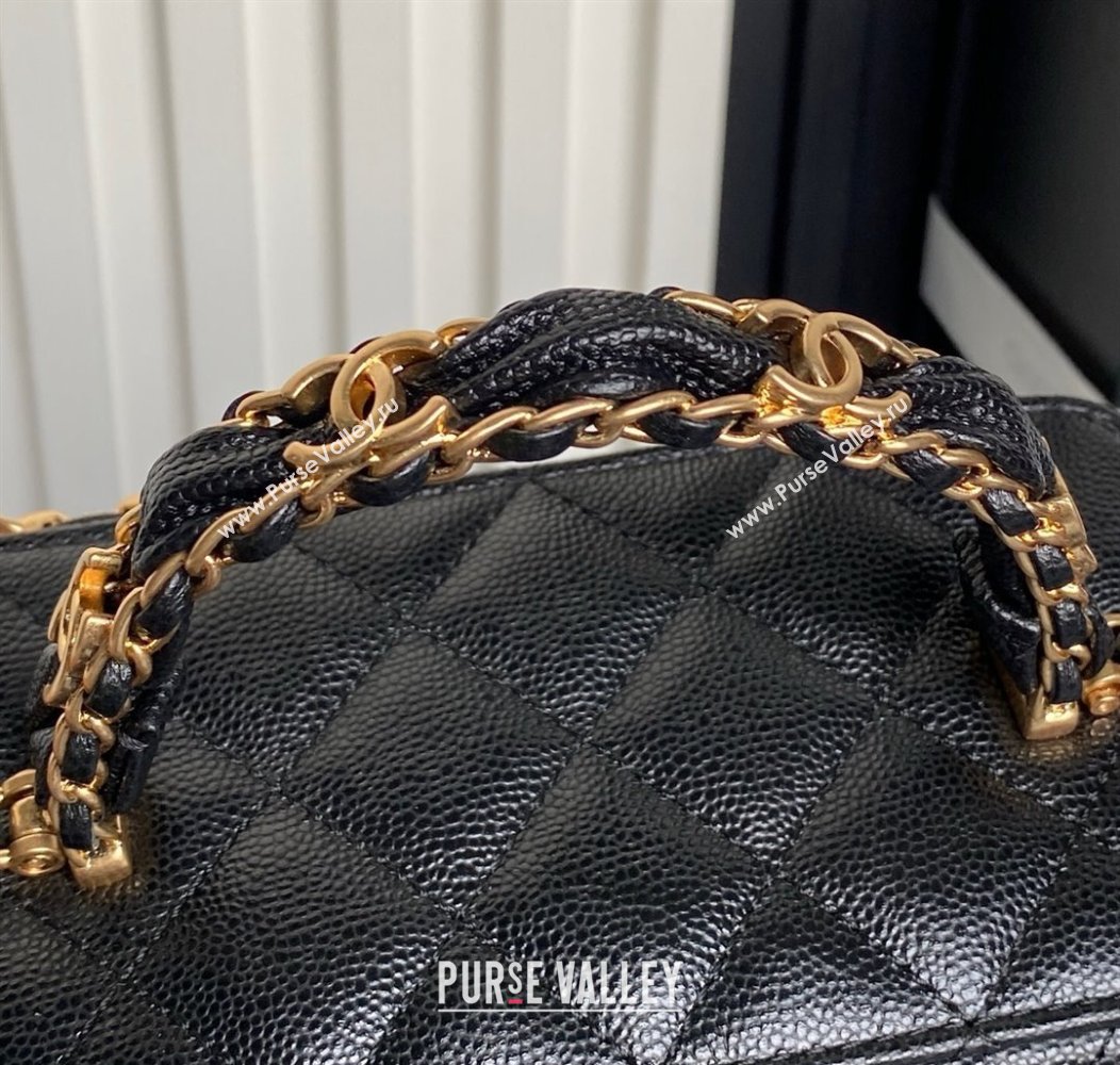 Chanel Grained Calfskin Vanity Case with Top Handle Black 2025 AP4799 (yezi-250813001)