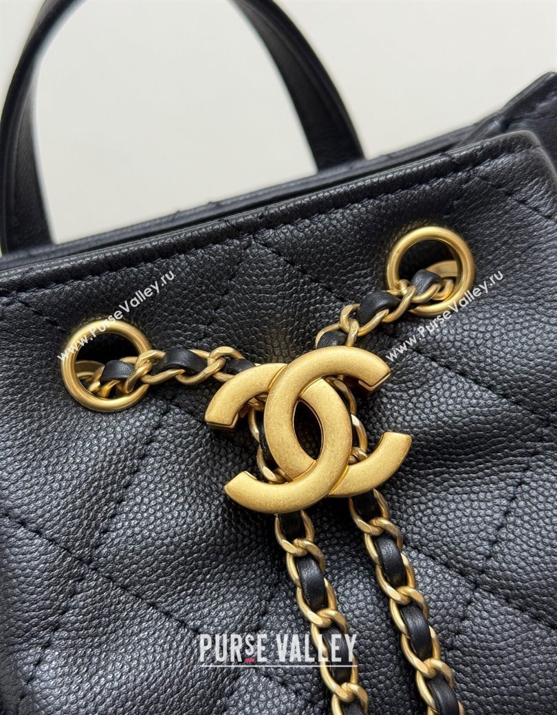 Chanel Grained Calfskin 25 Medium Backpack Bag Black 2025 AS5600 (yezi-250813006)