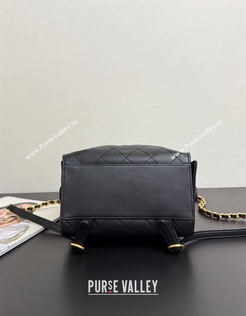 Chanel Grained Calfskin 25 Medium Backpack Bag Black 2025 AS5600 (yezi-250813006)