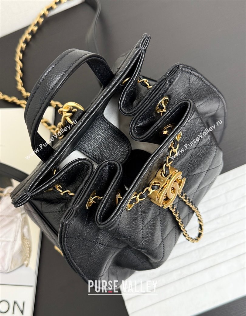 Chanel Grained Calfskin 25 Medium Backpack Bag Black 2025 AS5600 (yezi-250813006)