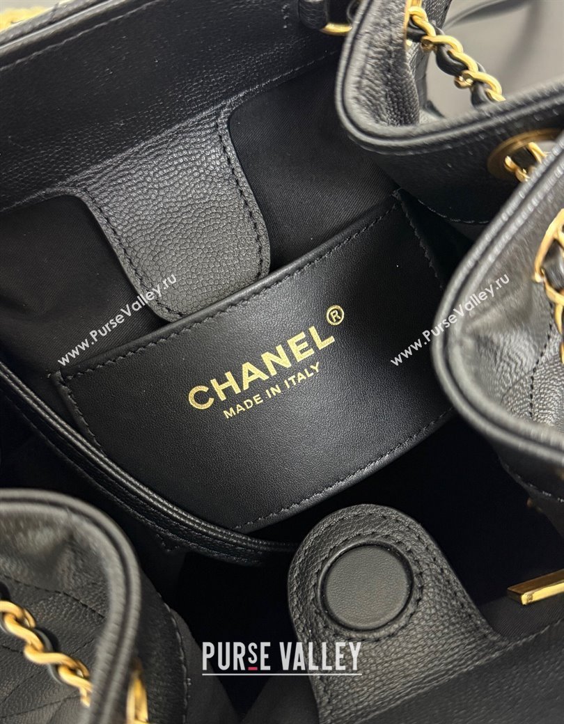 Chanel Grained Calfskin 25 Medium Backpack Bag Black 2025 AS5600 (yezi-250813006)
