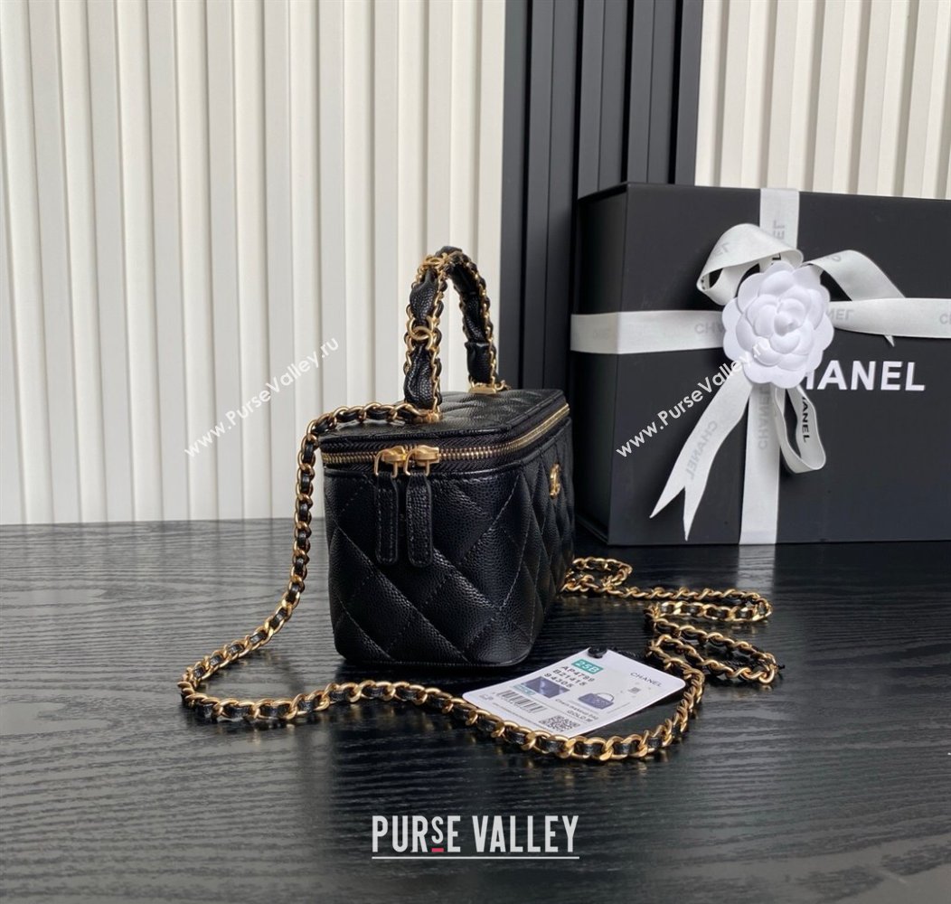 Chanel Grained Calfskin Vanity Case with Top Handle Black 2025 AP4799 (yezi-250813001)
