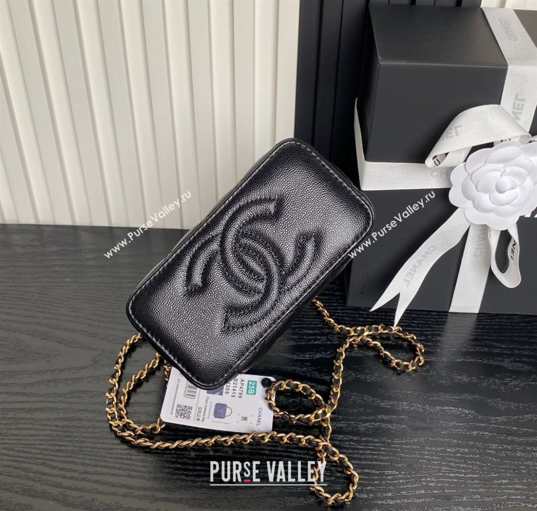 Chanel Grained Calfskin Vanity Case with Top Handle Black 2025 AP4799 (yezi-250813001)