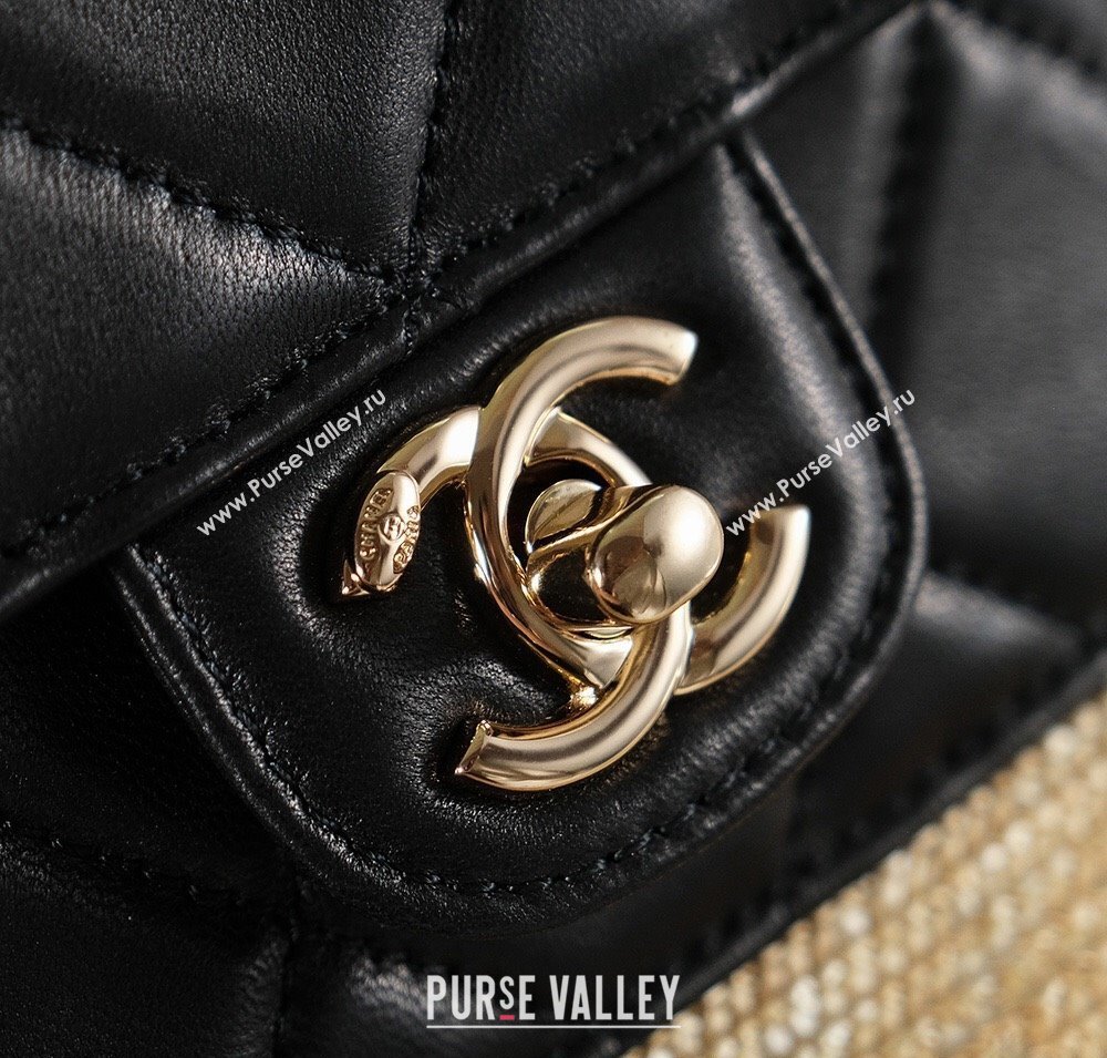 Chanel Raffia Straw and Calfskin Small Shopping Bag Beige/Black 2025 AS5951 (yezi-250813008)