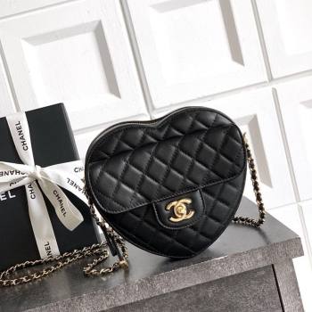 Chanel Lambskin Heart Bag Black 2025 AS5764 (yezi-250813009)