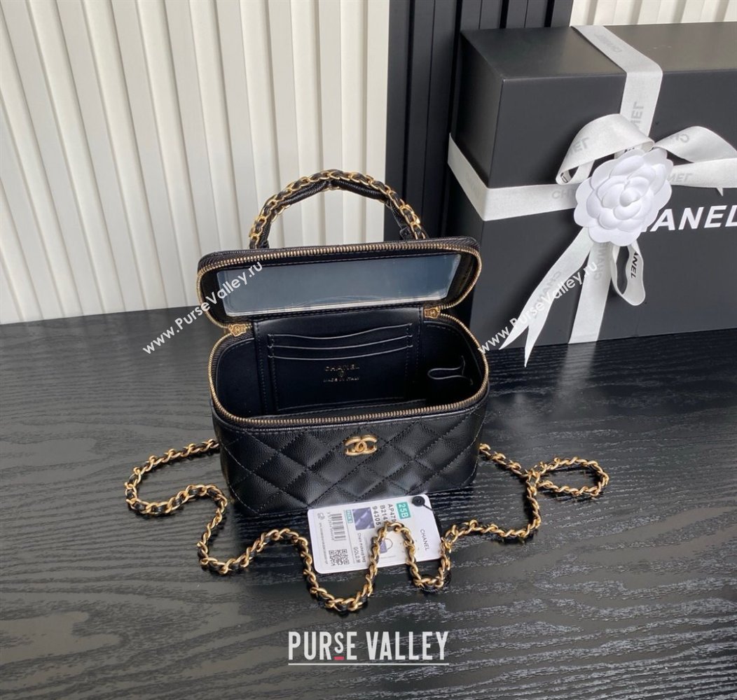 Chanel Grained Calfskin Vanity Case with Top Handle Black 2025 AP4799 (yezi-250813001)