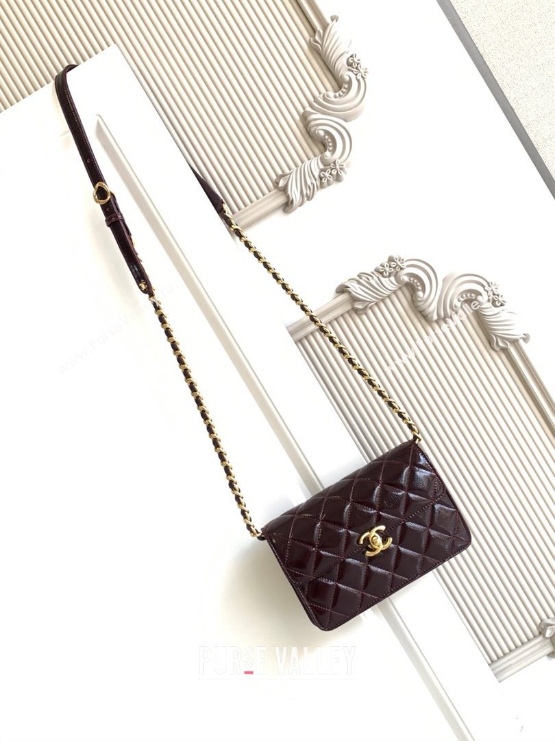 Chanel Patent Lambskin Mini Flap Bag AS5618 Dark Brown 2025 (yezi-250812004)