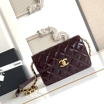 Chanel Patent Lambskin Mini Flap Bag AS5618 Dark Brown 2025 (yezi-250812004)