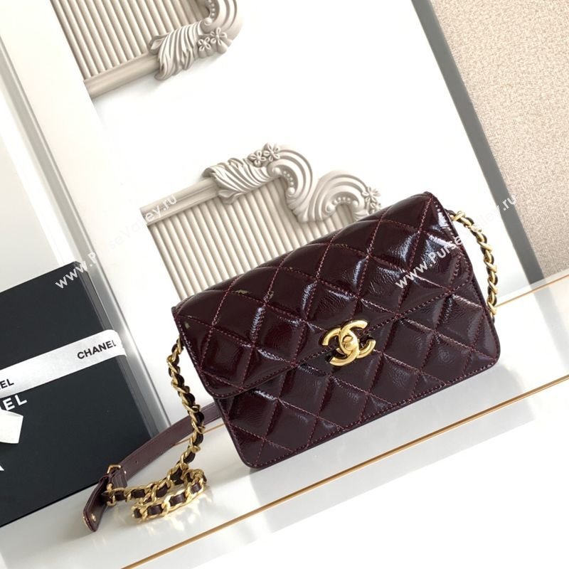 Chanel Patent Lambskin Mini Flap Bag AS5618 Dark Brown 2025 (yezi-250812004)