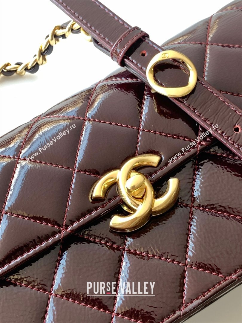 Chanel Patent Lambskin Large Flap Bag AS5642 Dark Brown 2025 (yezi-250812008)