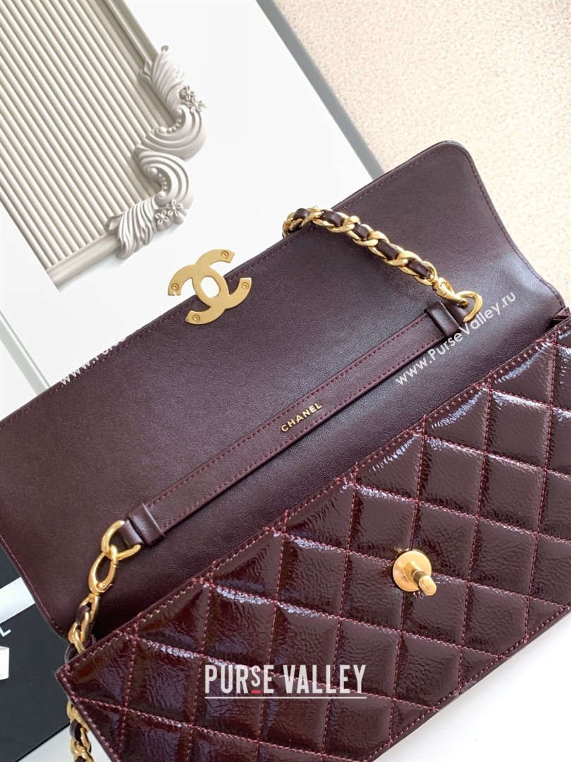 Chanel Patent Lambskin Large Flap Bag AS5642 Dark Brown 2025 (yezi-250812008)