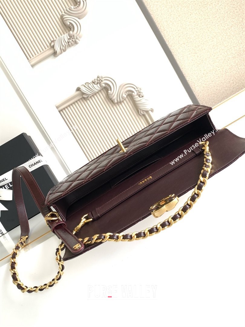 Chanel Patent Lambskin Large Flap Bag AS5642 Dark Brown 2025 (yezi-250812008)