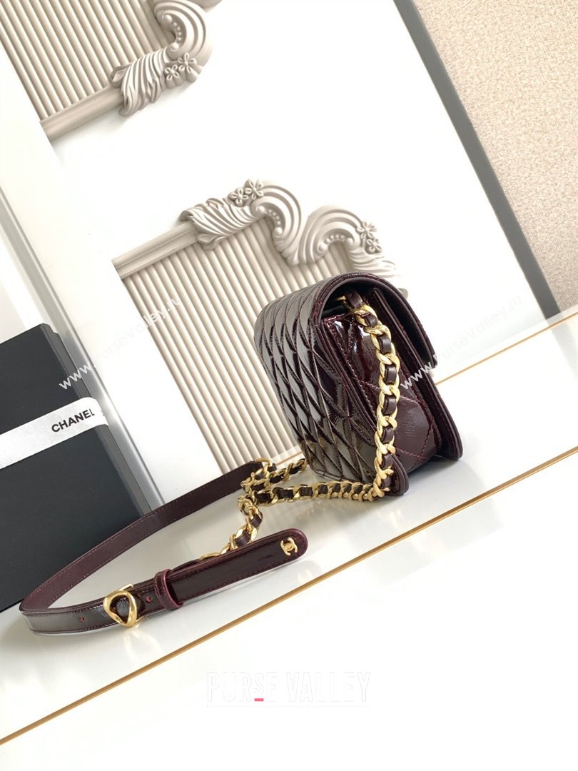 Chanel Patent Lambskin Mini Flap Bag AS5618 Dark Brown 2025 (yezi-250812004)