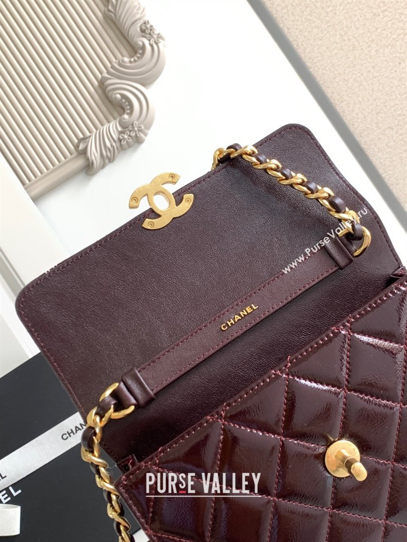Chanel Patent Lambskin Mini Flap Bag AS5618 Dark Brown 2025 (yezi-250812004)