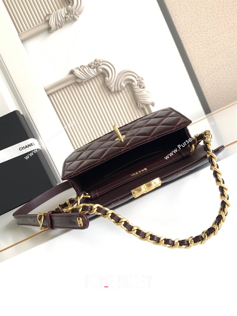 Chanel Patent Lambskin Mini Flap Bag AS5618 Dark Brown 2025 (yezi-250812004)