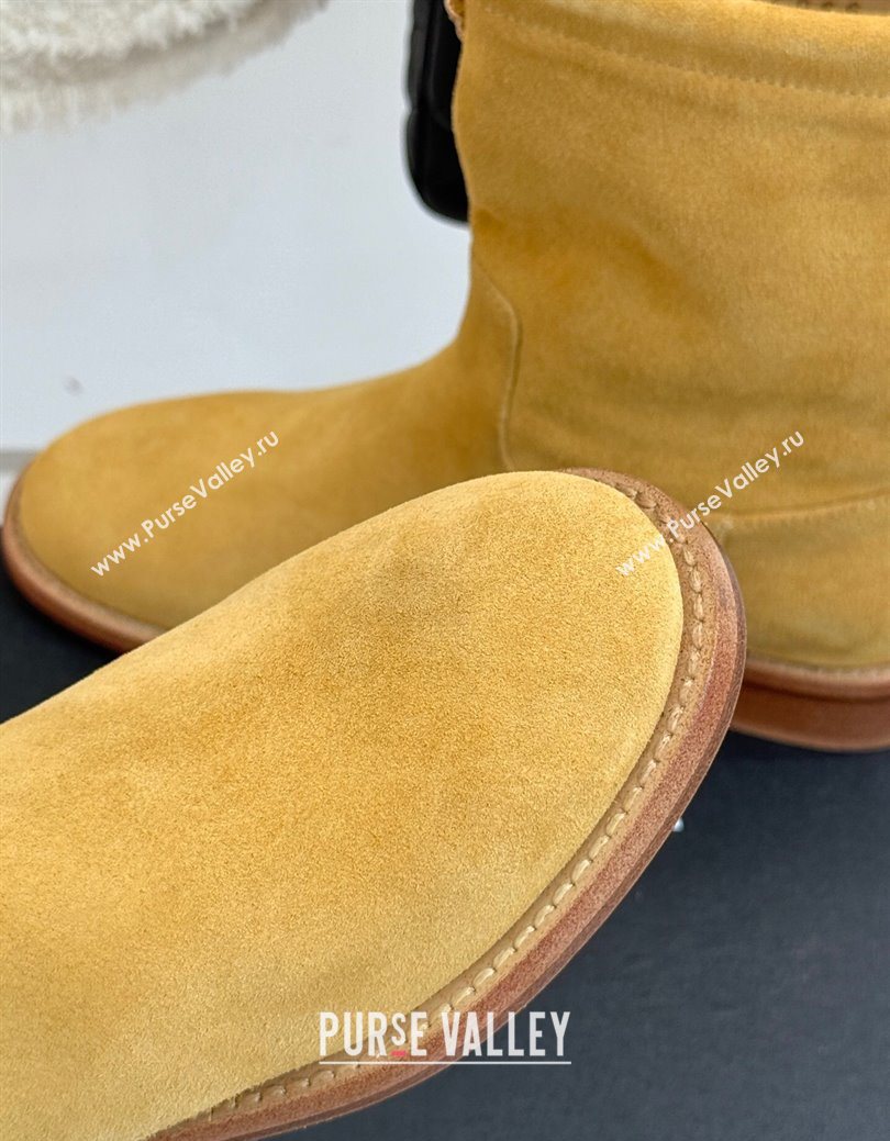 Chanel Suede Flat Ankle Boots 3.5cm with Dropped Chain Yellow 2025 CH083001 (MD-250830008)