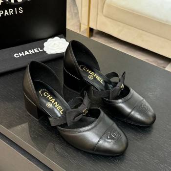 Chanel Calfskin Leather Mary Janes Pumps with Bow Black2 2025 G46701 (MD-250901090)
