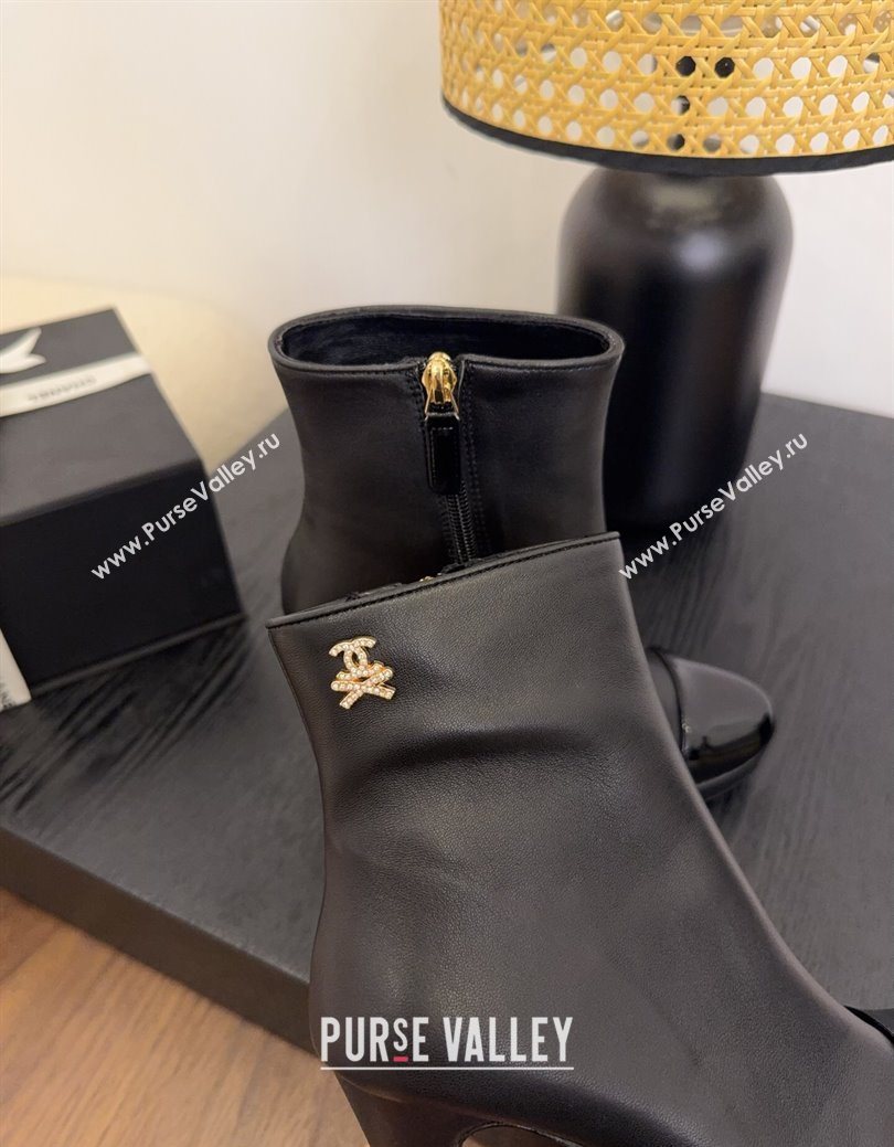 Chanel Lambskin Patent Leather Heel Platform Ankle Boots Black 2025 CH083004 (MD-250830019)