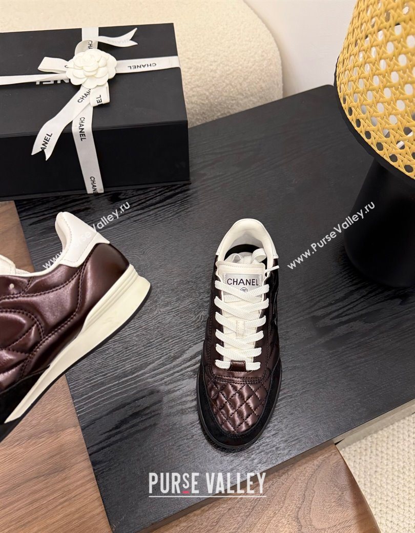 Chanel Quilted Calfskin Leather Sneakers Dark Brown 2025 G45839 0901 (MD-250901036)