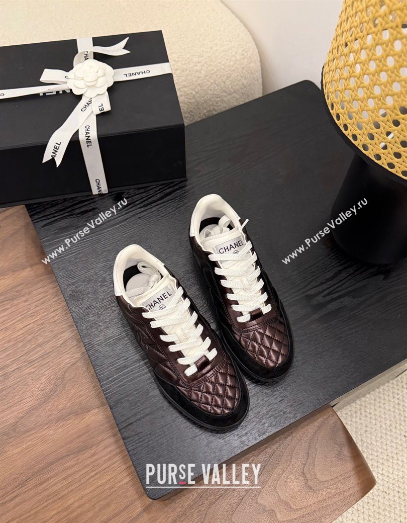 Chanel Quilted Calfskin Leather Sneakers Dark Brown 2025 G45839 0901 (MD-250901036)