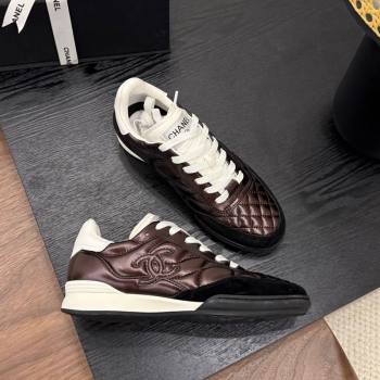 Chanel Quilted Calfskin Leather Sneakers Dark Brown 2025 G45839 0901 (MD-250901036)