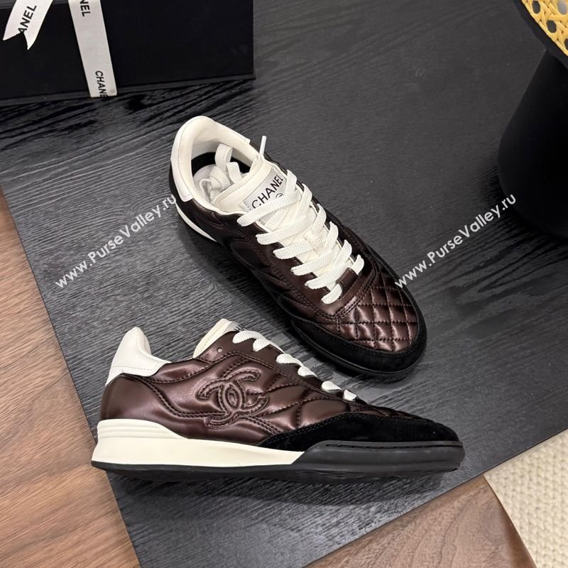 Chanel Quilted Calfskin Leather Sneakers Dark Brown 2025 G45839 0901 (MD-250901036)