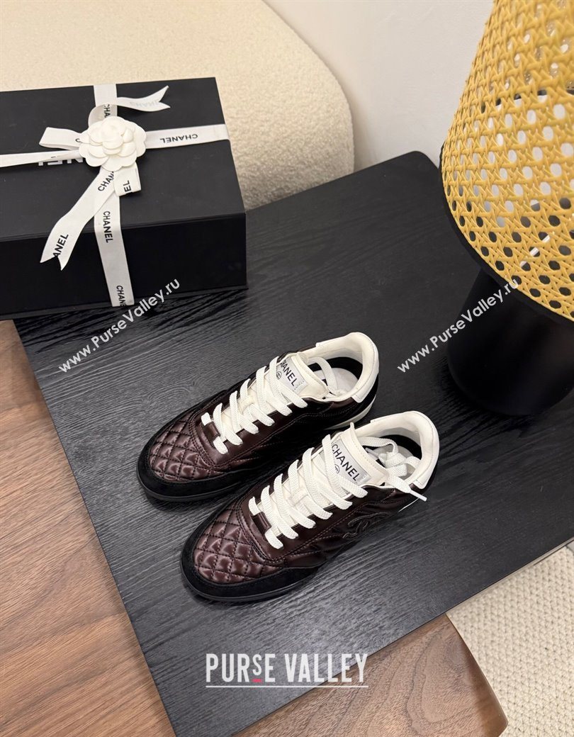 Chanel Quilted Calfskin Leather Sneakers Dark Brown 2025 G45839 0901 (MD-250901036)