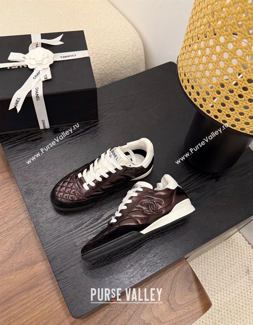 Chanel Quilted Calfskin Leather Sneakers Dark Brown 2025 G45839 0901 (MD-250901036)