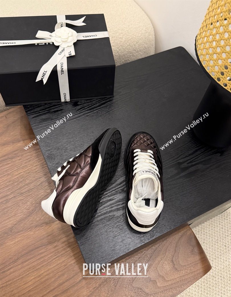 Chanel Quilted Calfskin Leather Sneakers Dark Brown 2025 G45839 0901 (MD-250901036)
