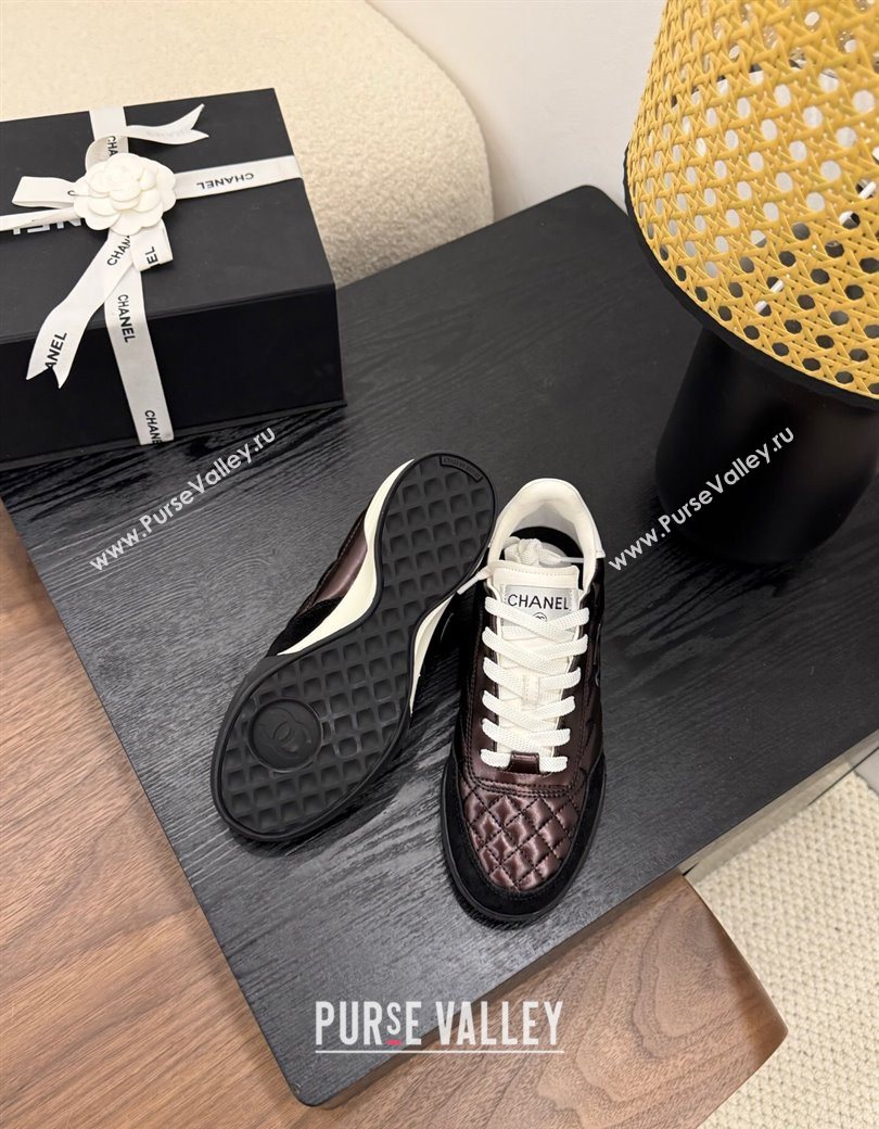Chanel Quilted Calfskin Leather Sneakers Dark Brown 2025 G45839 0901 (MD-250901036)