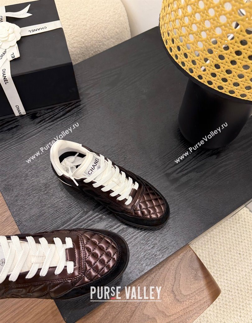 Chanel Quilted Calfskin Leather Sneakers Dark Brown 2025 G45839 0901 (MD-250901036)