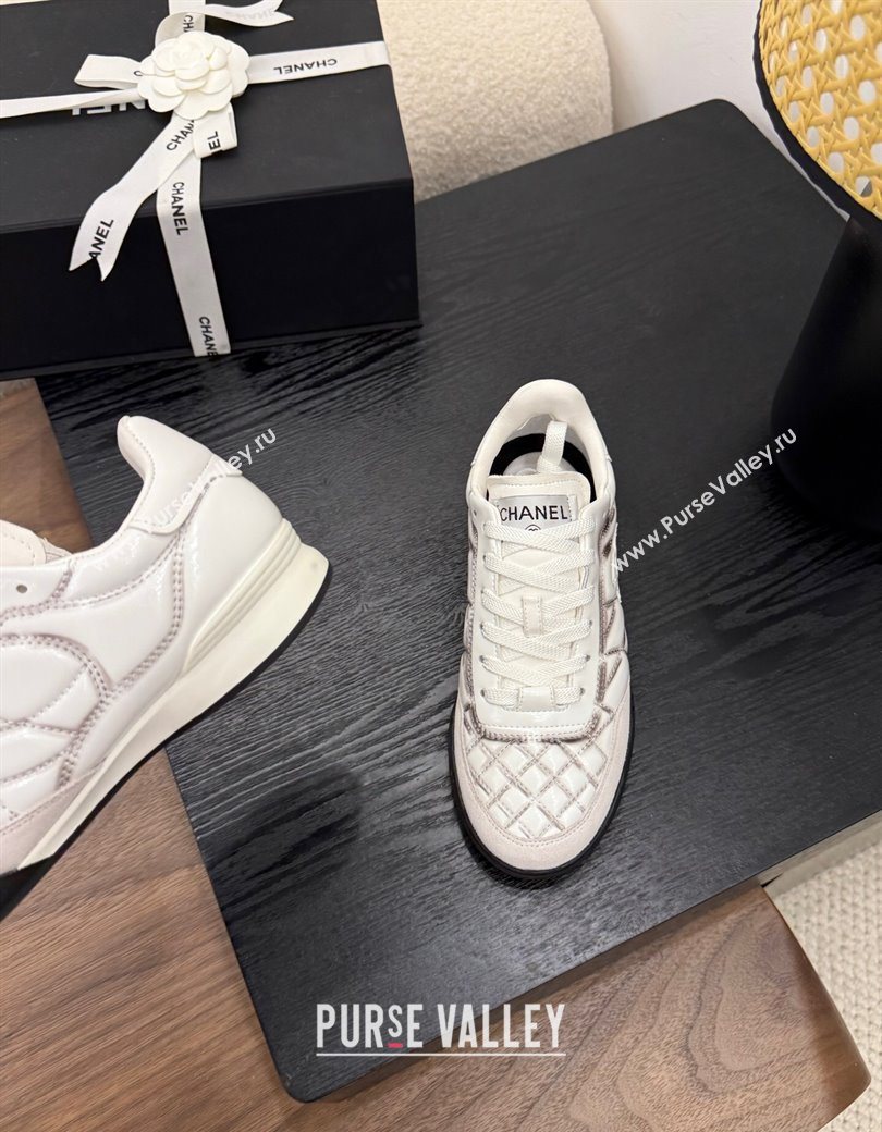 Chanel Quilted Calfskin Leather Sneakers White/Grey 2025 G45839 0901 (MD-250901040)