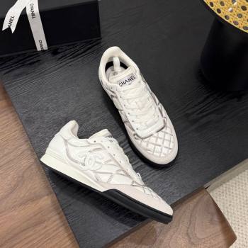 Chanel Quilted Calfskin Leather Sneakers White/Grey 2025 G45839 0901 (MD-250901040)