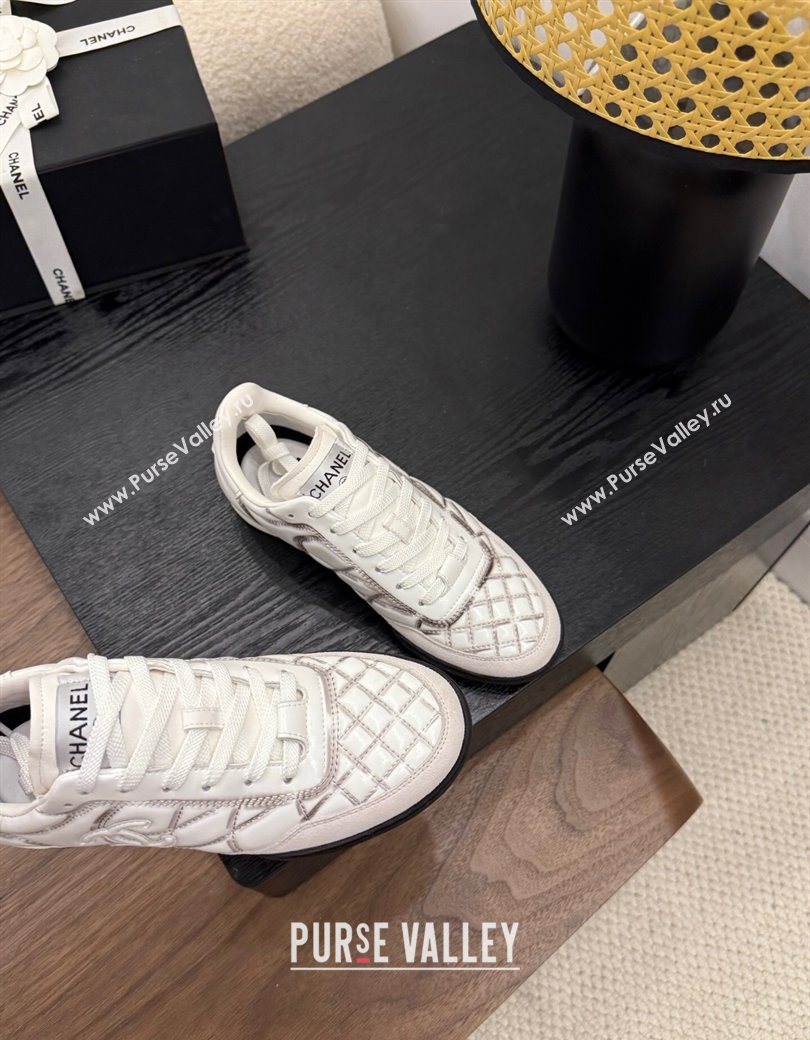 Chanel Quilted Calfskin Leather Sneakers White/Grey 2025 G45839 0901 (MD-250901040)