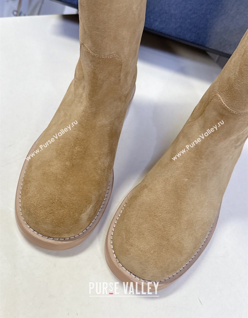 Chanel Suede Flat Ankle Boots 3.5cm with Dropped Chain Beige 2025 CH083001 (MD-250830004)