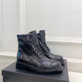 Chanel Patent Calfskin Laced-up Ankle Boots 3.5cm Black 2025 CH083006 (MD-250830033)