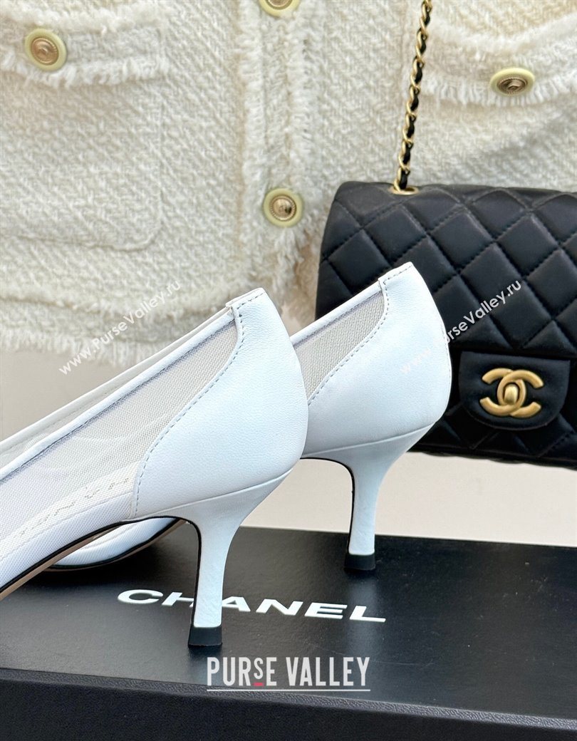 Chanel Calfskin Mesh Pumps 8cm White 2025 CH090201 (MD-250902020)