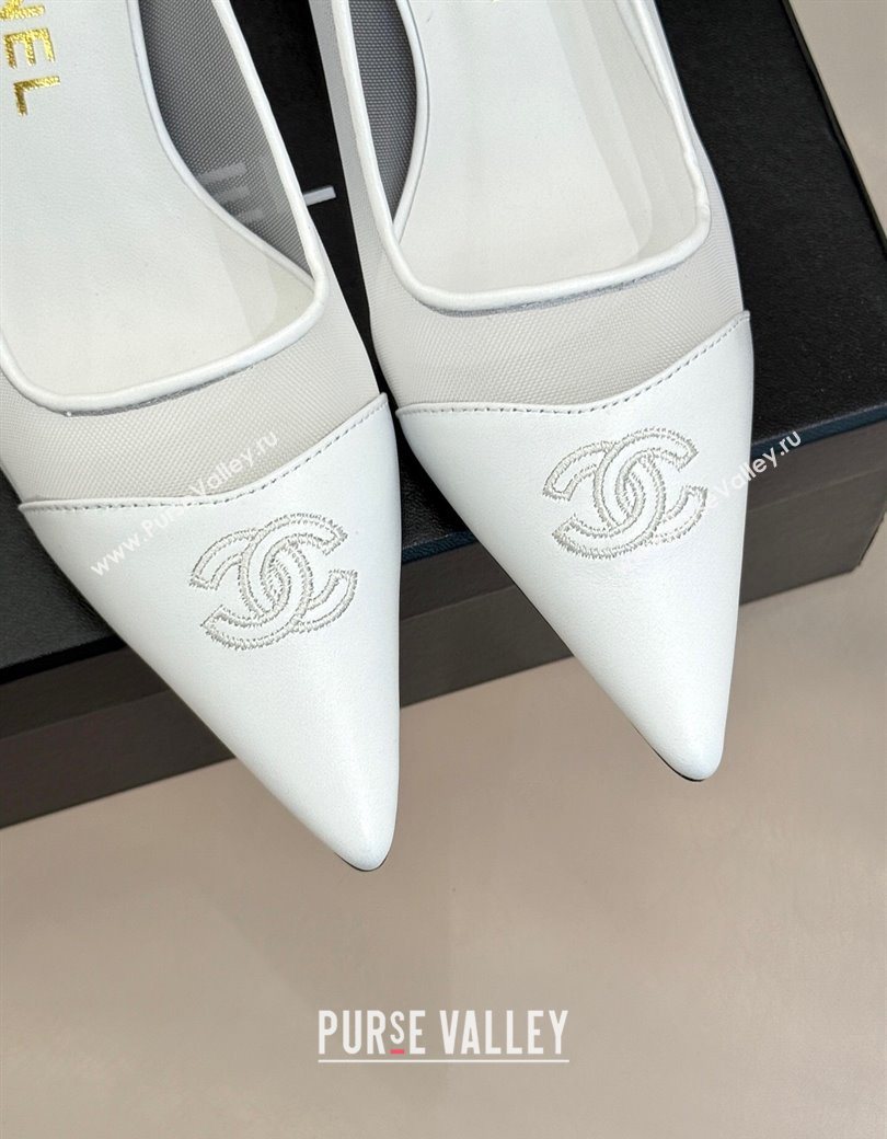 Chanel Calfskin Mesh Pumps 8cm White 2025 CH090201 (MD-250902020)