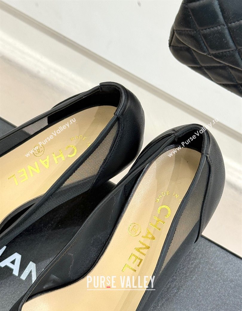 Chanel Calfskin Mesh Pumps 8cm Black 2025 CH090201 (MD-250902023)