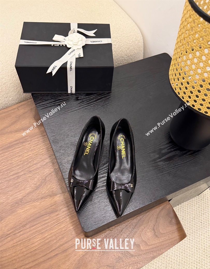 Chanel Crumpled Patent Calfskin Slingbacks Pumps 3.5cm Black 2025 G46549 (MD-250901179)