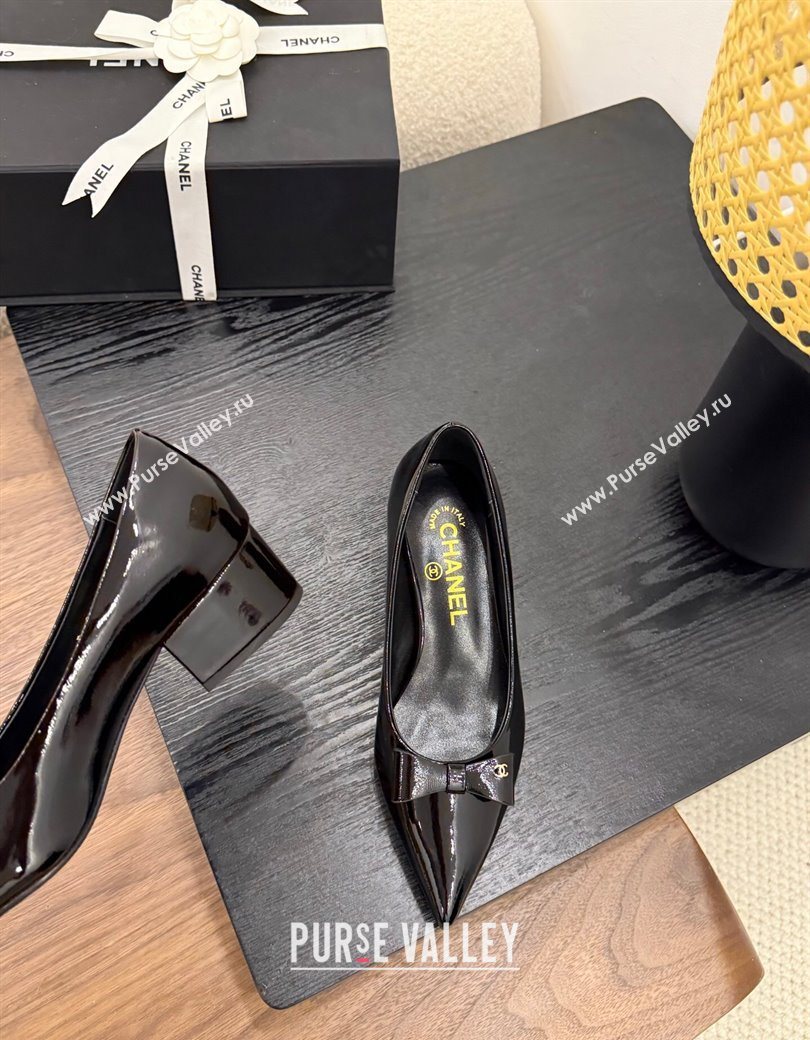 Chanel Crumpled Patent Calfskin Slingbacks Pumps 3.5cm Black 2025 G46549 (MD-250901179)