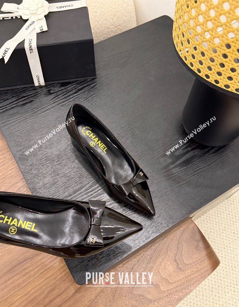 Chanel Crumpled Patent Calfskin Slingbacks Pumps 3.5cm Black 2025 G46549 (MD-250901179)