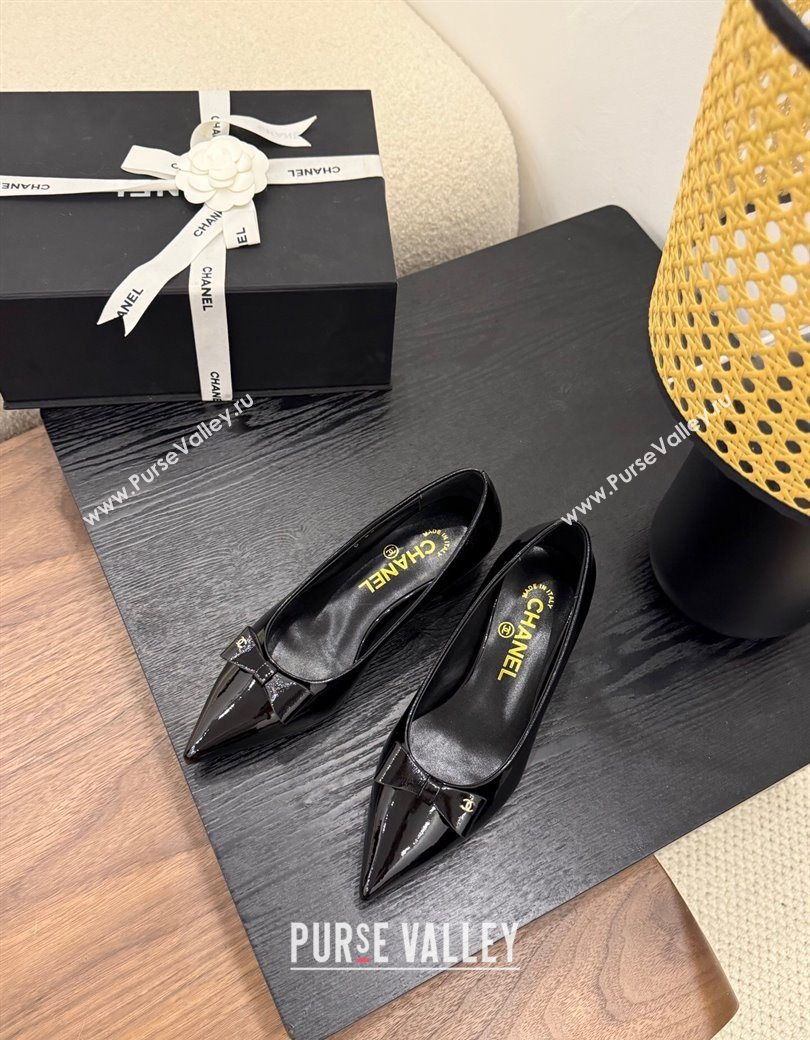 Chanel Crumpled Patent Calfskin Slingbacks Pumps 3.5cm Black 2025 G46549 (MD-250901179)