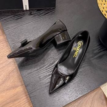 Chanel Crumpled Patent Calfskin Slingbacks Pumps 3.5cm Black 2025 G46549 (MD-250901179)