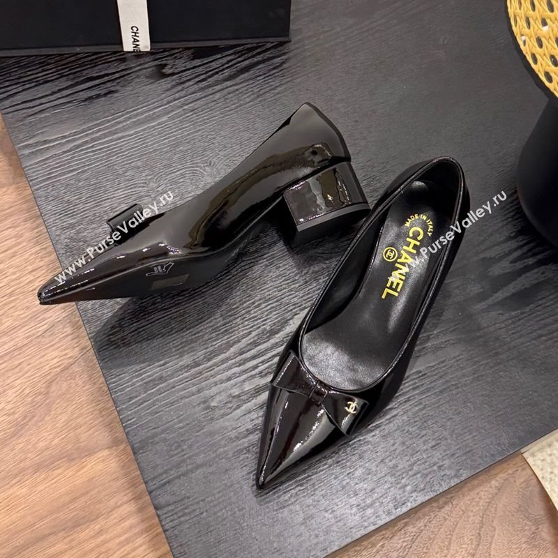 Chanel Crumpled Patent Calfskin Slingbacks Pumps 3.5cm Black 2025 G46549 (MD-250901179)