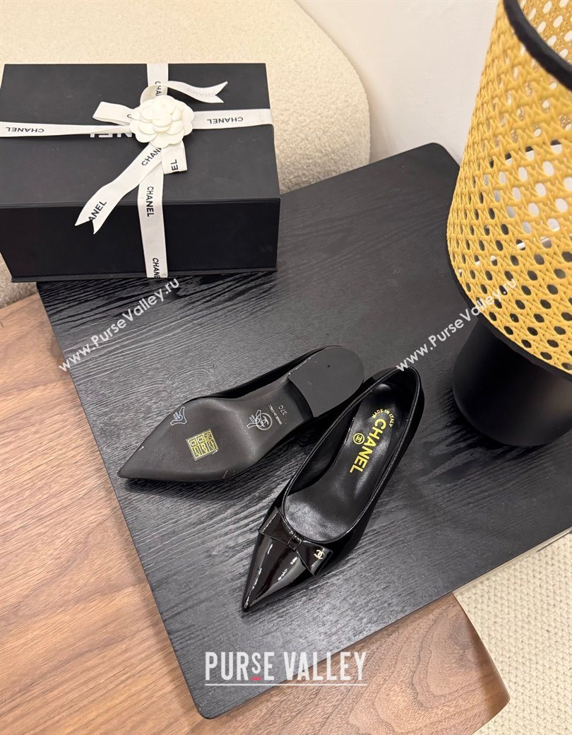 Chanel Crumpled Patent Calfskin Slingbacks Pumps 3.5cm Black 2025 G46549 (MD-250901179)
