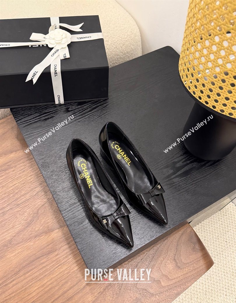 Chanel Crumpled Patent Calfskin Slingbacks Pumps 3.5cm Black 2025 G46549 (MD-250901179)
