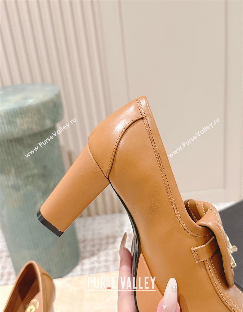 Chanel Lambskin Platform Pumps 9cm with CC Foldover Brown 2025 G46692 (syt-250902028)