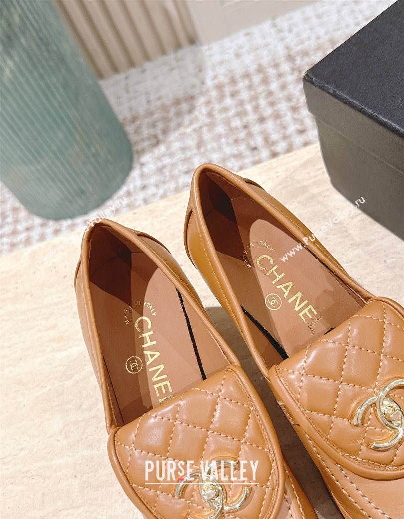 Chanel Lambskin Platform Pumps 9cm with CC Foldover Brown 2025 G46692 (syt-250902028)