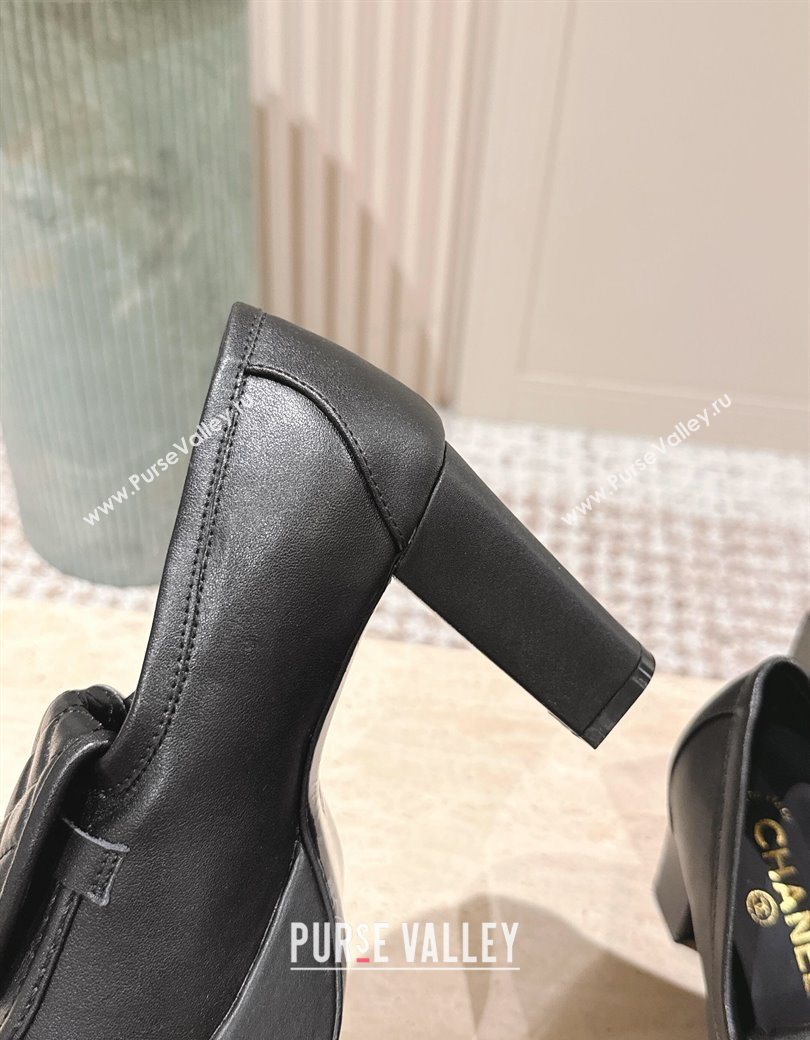 Chanel Lambskin Platform Pumps 9cm with CC Foldover Black 2025 G46692 (syt-250902029)